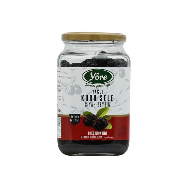 Yöre Gemlik Yağlı Kuru Sele Siyah Zeytin 550 gr,Dried Black olives