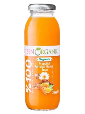 Ben Organic Propolis Orange Carrot Juice Glass Bottle 250 ml