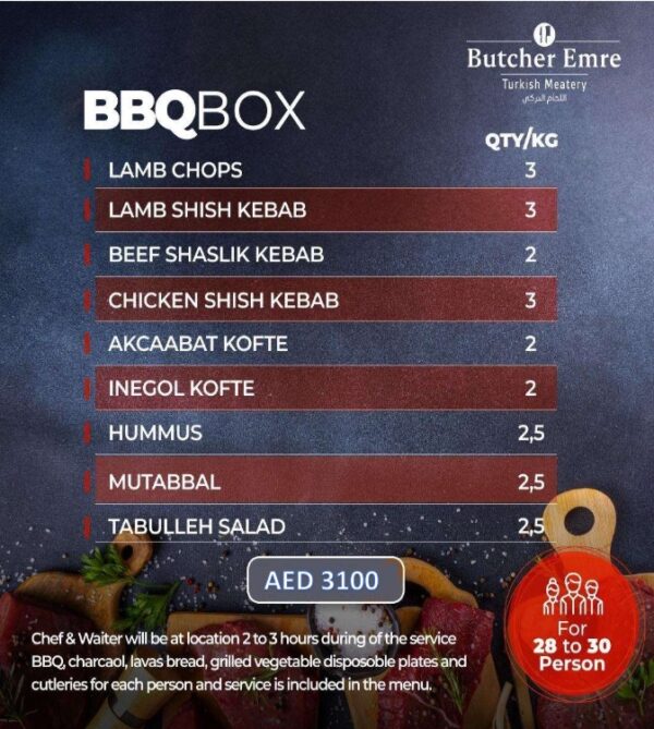 BBQ BOX FOR 28 TO 30 PERSONS